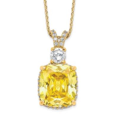 Gold-Tone White &amp; Yellow CZ Fancy Necklace Sterling Silver N0428GPYZ-3CZ, MPN: N0428GPYZ-3CZ,