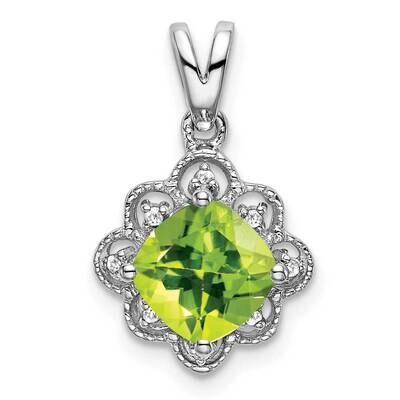 Peridot Diamond Scalloped Pendant 14k White Gold PM7047-PE-004-WA, MPN: PM7047-PE-004-WA,