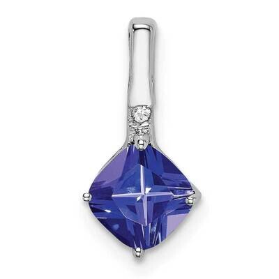 Cushion Tanzanite Diamond Pendant 14k White Gold PM7183-TZ-001-WA, MPN: PM7183-TZ-001-WA,