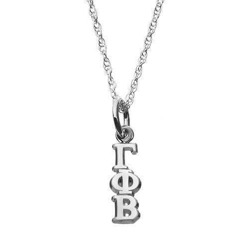 5/8 Gamma Phi Beta Vertical Letters Pendant On Chain Sterling Silver GPB005CHN-SS