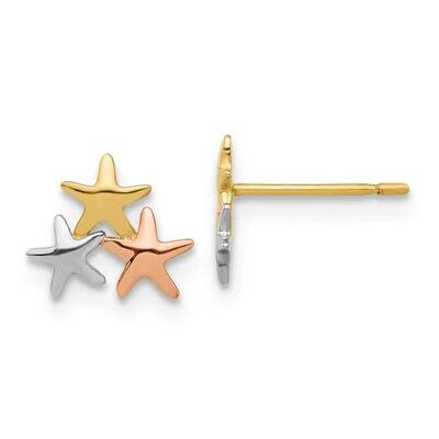Madi K Rose White Rhodium Polished Stars Post Earrings 14k Gold GK1173, MPN: GK1173,