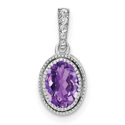 Oval Amethyst Diamond Pendant 14k White Gold PM7093-AM-020-WA, MPN: PM7093-AM-020-WA,