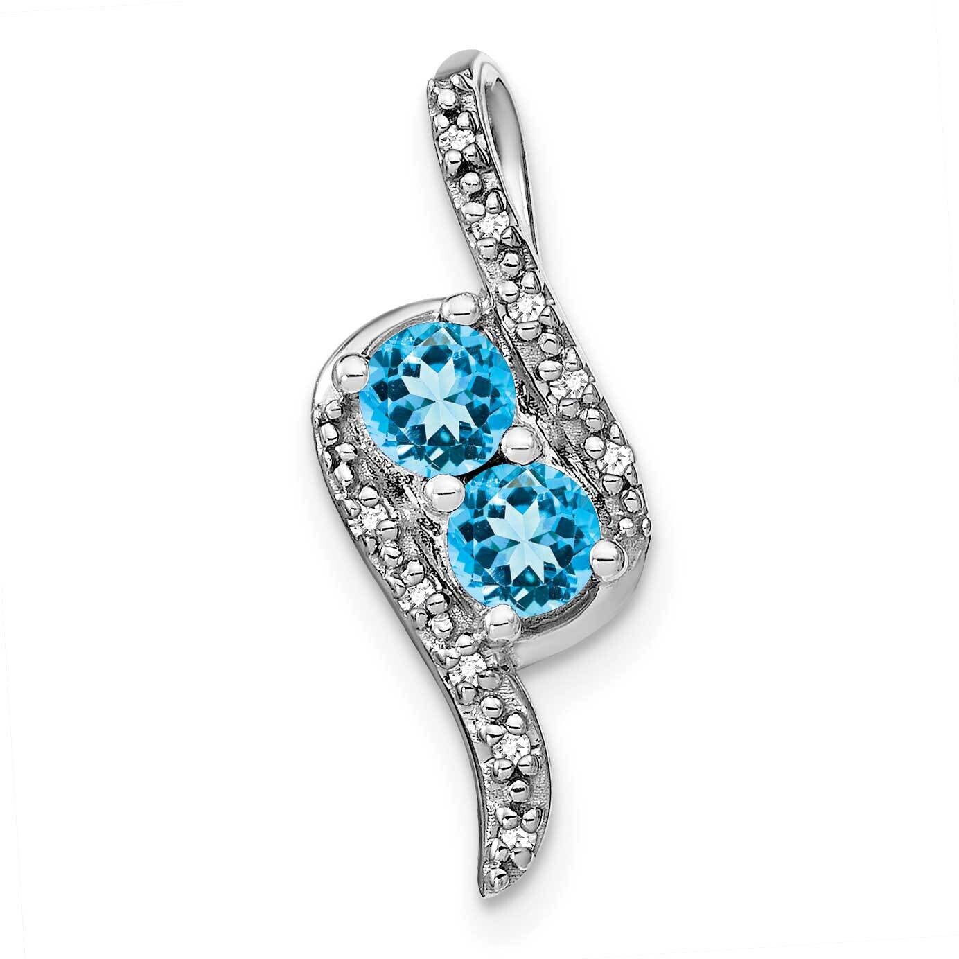 Blue Topaz Diamond Chain Slide 14k White Gold PM7041-BT-005-WA, MPN: PM7041-BT-005-WA,