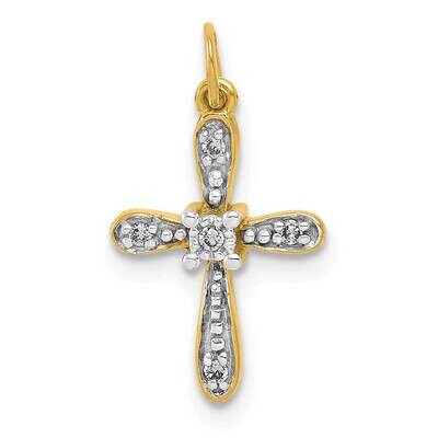 Rhodium .03Ct. Diamond Cross Charm 10k Gold PM5091-003-1YA by Men&#39;s Jewelry and Accessories, MPN: P…