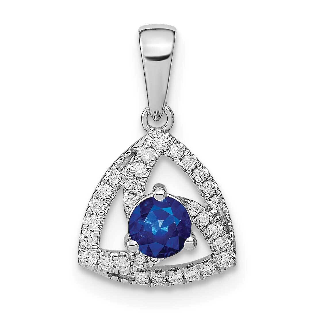 Diamond Blue Sapphire Triangle Pendant 14k White Gold PM6898-SA-010-WA, MPN: PM6898-SA-010-WA,