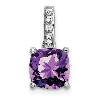 Cushion Amethyst Diamond Pendant 14k White Gold PM7048-AM-006-WA, MPN: PM7048-AM-006-WA,