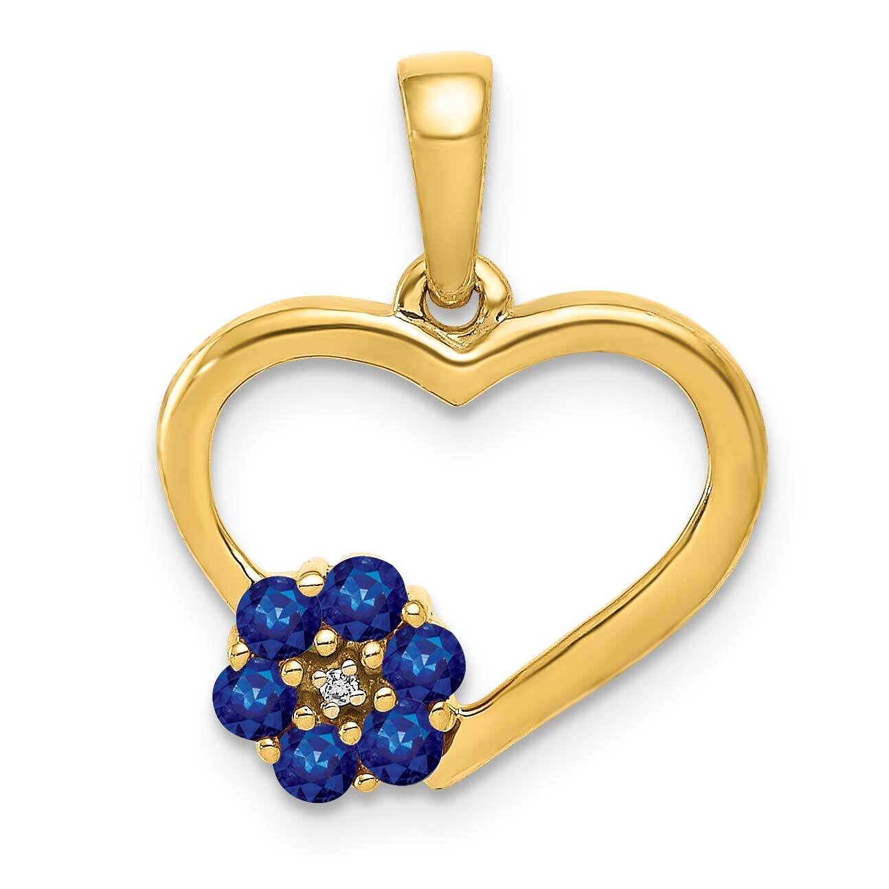 Diamond Sapphire Heart Flower Pendant 10k Gold PM5271-SA-003-1YA, MPN: PM5271-SA-003-1YA,