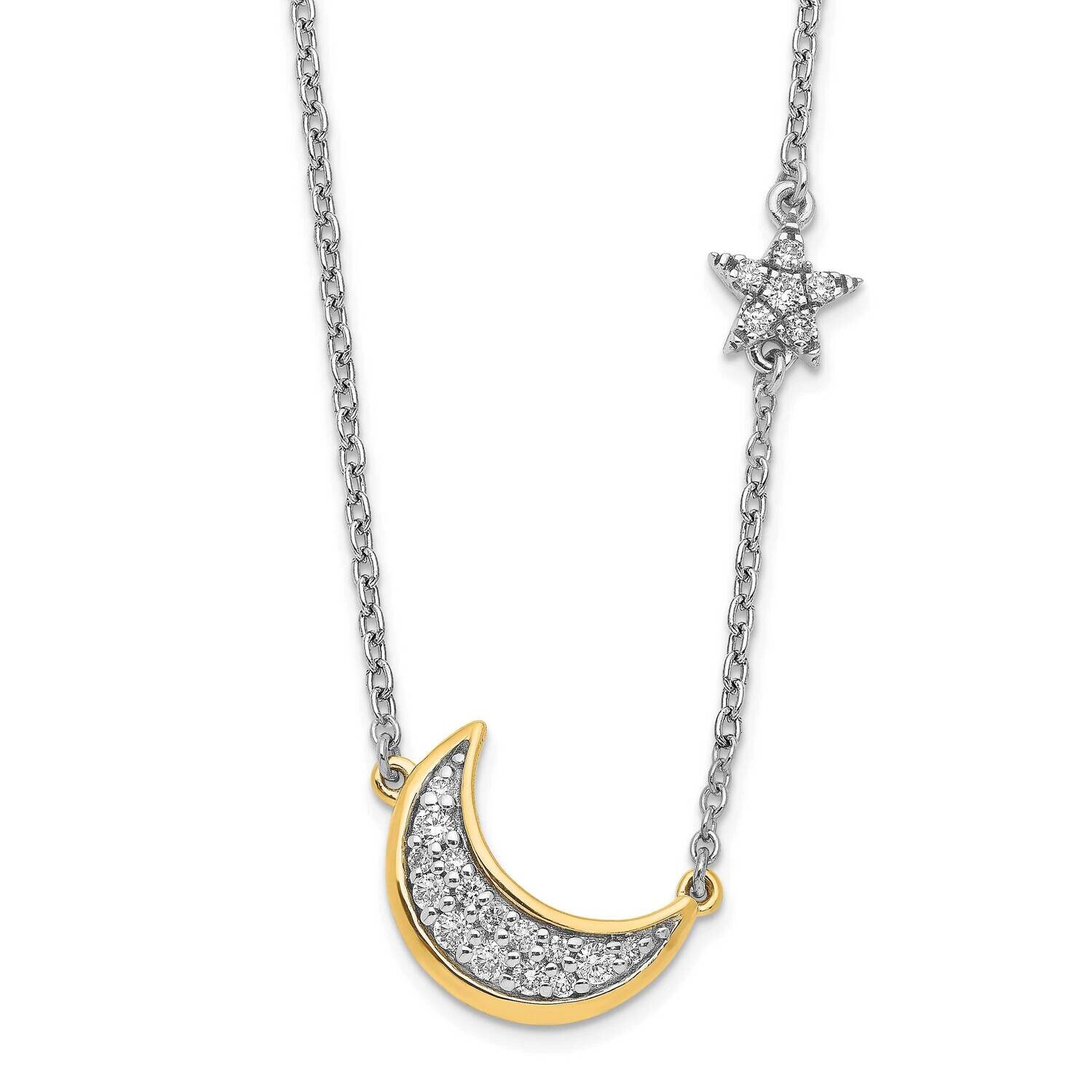 Moon Star Diamond 18 Inch Necklace 14k Two-Tone Gold PM6848-016-WYA