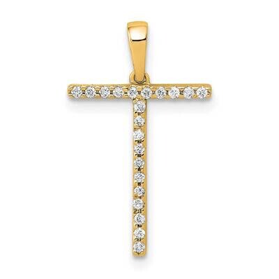 Diamond Letter T Initial Pendant 14k Gold PM5222T-007-YA, MPN: PM5222T-007-YA, 196904069059