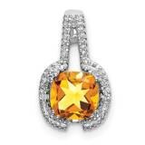 Cushion Citrine Diamond Pendant 14k White Gold PM7060-CI-001-WA, MPN: PM7060-CI-001-WA,