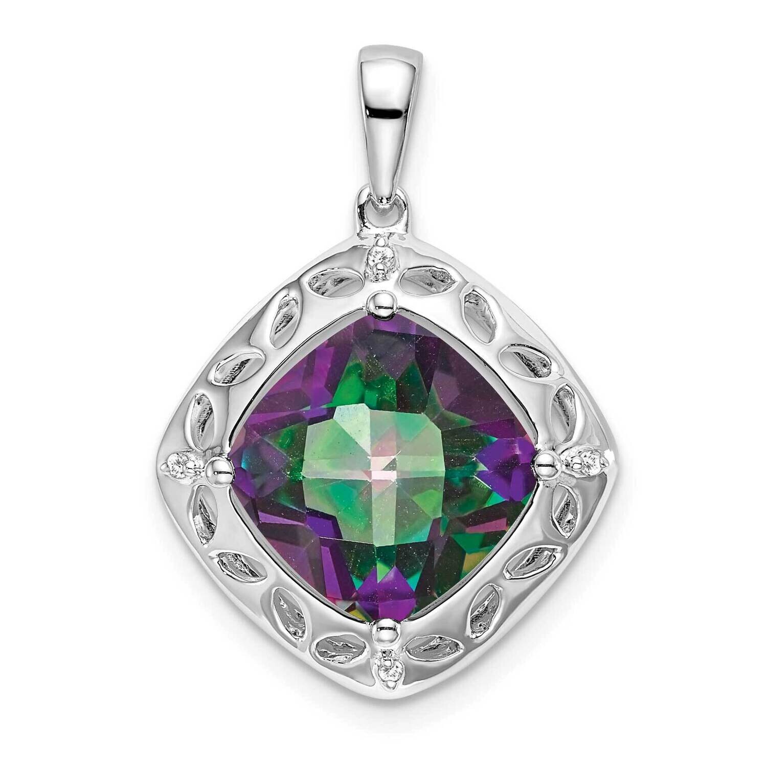 Mystic Fire Topaz/Diamond Pendant Sterling Silver Rhodium-Plated PM7078-FT-002-SSA, MPN: PM7078-FT-…