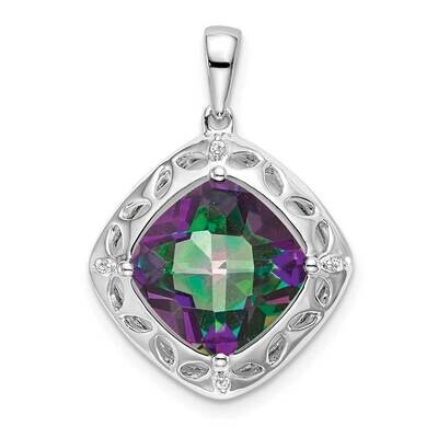 Mystic Fire Topaz/Diamond Pendant Sterling Silver Rhodium-Plated PM7078-FT-002-SSA, MPN: PM7078-FT-…