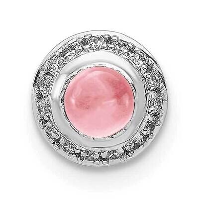 Diamond Cabochon .47 Pink Tourmaline Chain Slide 7.7 Inch 14k White Gold PM4030-PT-008-WA, MPN: PM4…