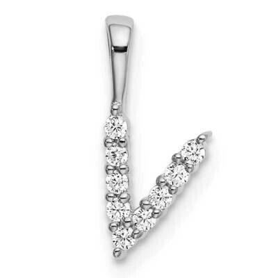 Diamond Letter V Initial Pendant 14k White Gold PM6988V-009-WLG, MPN: PM6988V-009-WLG, 883957887227