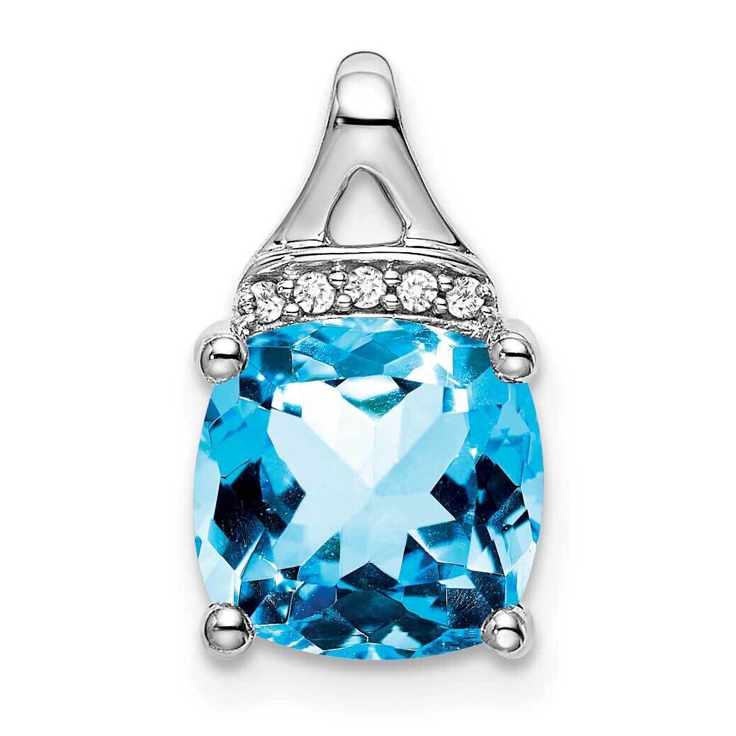 Cushion Blue Topaz Diamond Pendant 14k White Gold PM7043-BT-002-WA, MPN: PM7043-BT-002-WA,