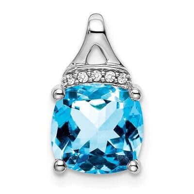 Cushion Blue Topaz Diamond Pendant 14k White Gold PM7043-BT-002-WA, MPN: PM7043-BT-002-WA,