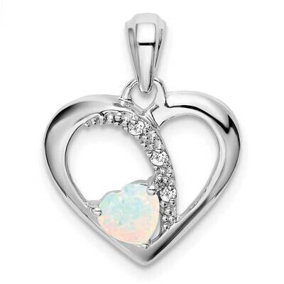 Created Opal Diamond Heart Pendant 14k White Gold PM7006-OP-003-WA, MPN: PM7006-OP-003-WA, 19110140…