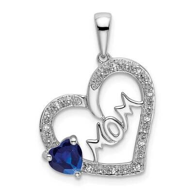 Sapphire Diamond Mom Heart Pendant 14k White Gold PM7172-SA-005-WA, MPN: PM7172-SA-005-WA, 19110140…