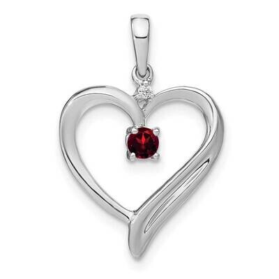 Garnet Diamond Heart Pendant 14k White Gold PM7005-GA-001-WA, MPN: PM7005-GA-001-WA,