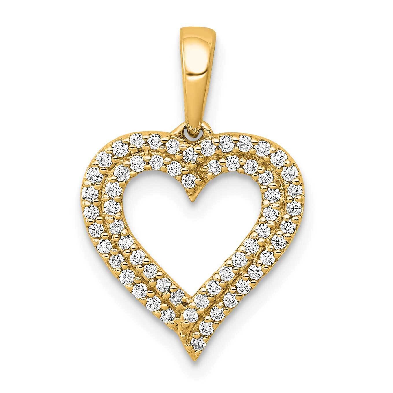 1/4Ct. Diamond 2-Row Heart Pendant 14k Gold PM4864-025-YA, MPN: PM4864-025-YA,