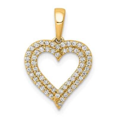 1/4Ct. Diamond 2-Row Heart Pendant 14k Gold PM4864-025-YA, MPN: PM4864-025-YA,