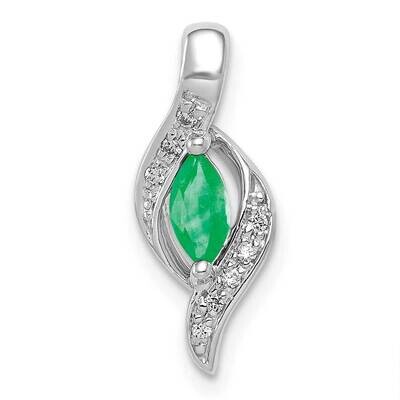 Diamond Marquise Emerald Pendant 10k White Gold PM5265-EM-004-1WA, MPN: PM5265-EM-004-1WA,