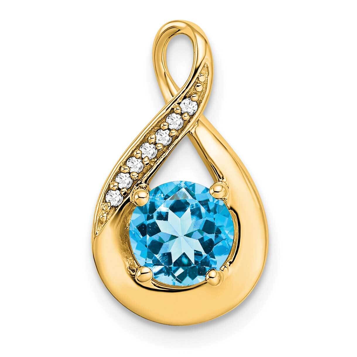 Blue Topaz Diamond Pendant 14k Gold PM7056-BT-003-YA, MPN: PM7056-BT-003-YA,