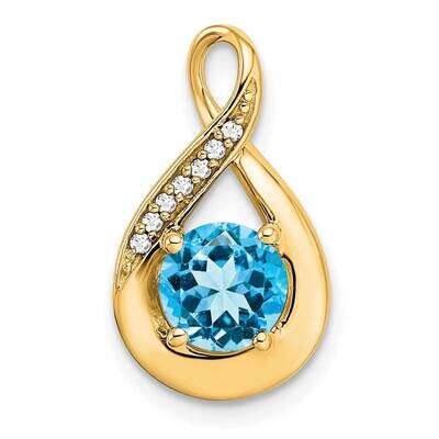 Blue Topaz Diamond Pendant 14k Gold PM7056-BT-003-YA, MPN: PM7056-BT-003-YA,