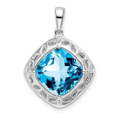 Blue Topaz Diamond Pendant Sterling Silver Rhodium-Plated PM7078-BT-002-SSA, MPN: PM7078-BT-002-SSA,