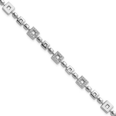 Kelly Waters Rhodium-Plated CZ Square Link 7 Inch Bracelet KW654-7, MPN: KW654-7, 883957767437