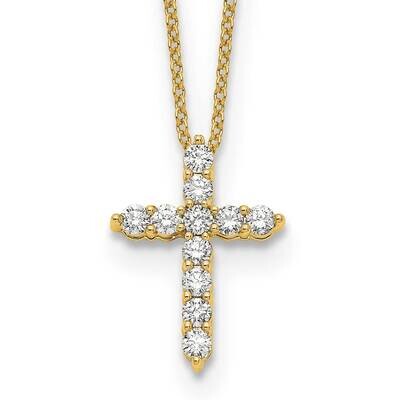 Diamond Cross Pendant Necklace 14k Gold PM1000-050-YLG-18, MPN: PM1000-050-YLG-18, 883957897196