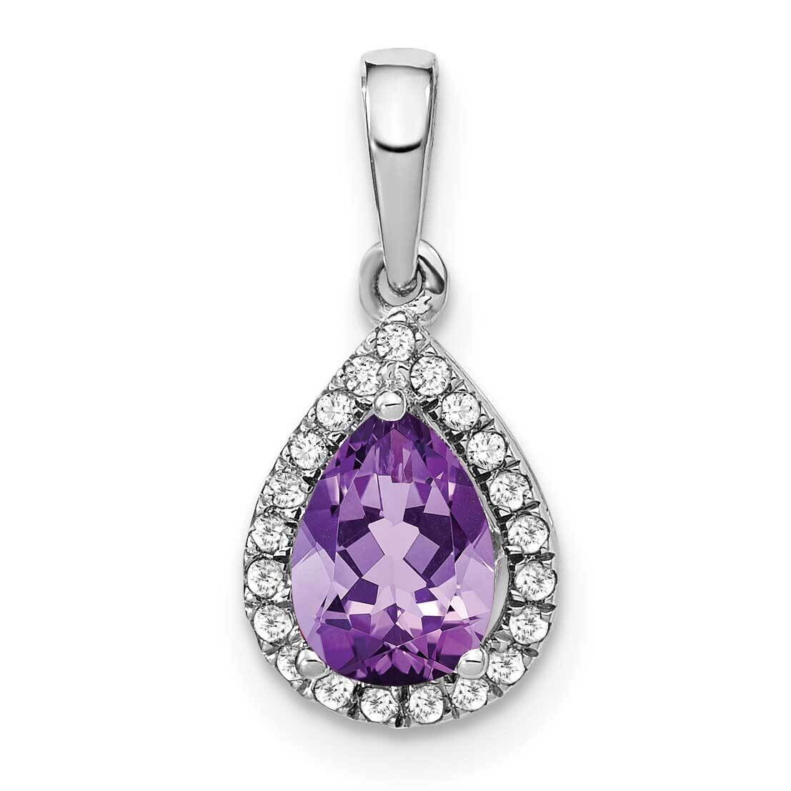 Pear Amethyst Diamond Halo Pendant 14k White Gold PM7052-AM-010-WA, MPN: PM7052-AM-010-WA,