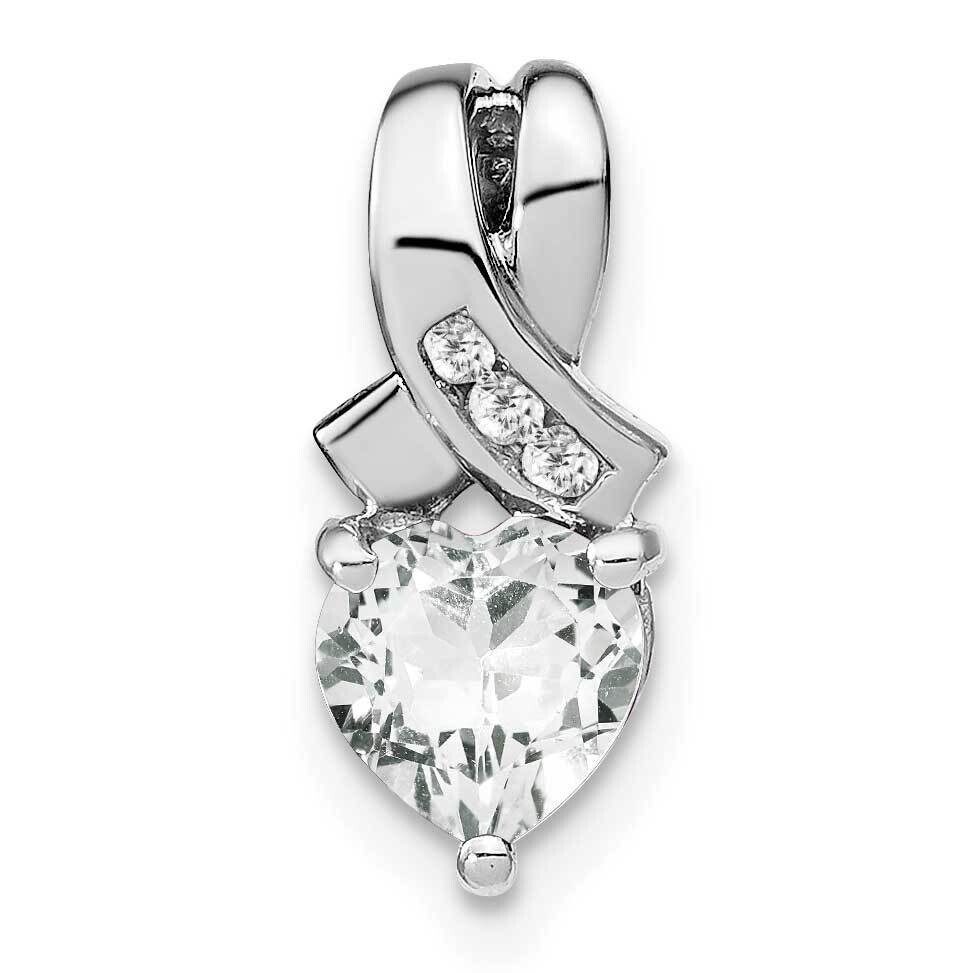 White Topaz Diamond Pendant Sterling Silver Rhodium-Plated PM7401-WT-003-SSA