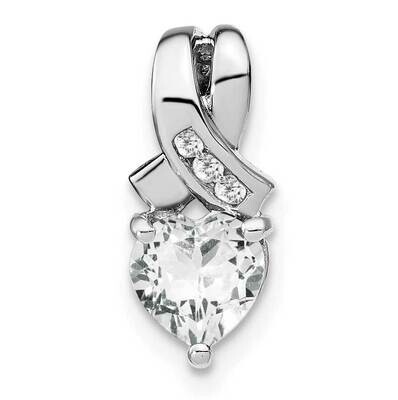 White Topaz Diamond Pendant Sterling Silver Rhodium-Plated PM7401-WT-003-SSA, MPN: PM7401-WT-003-SS…