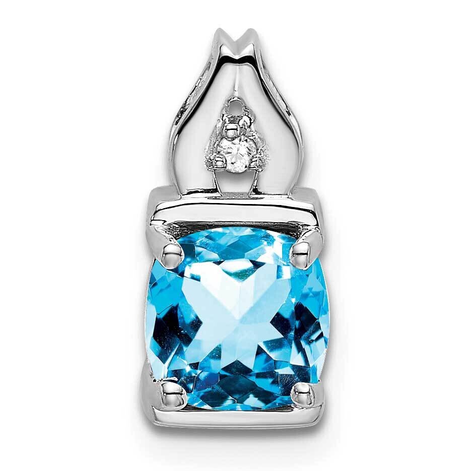 Blue Topaz Diamond Pendant 14k White Gold PM7054-BT-001-WA
