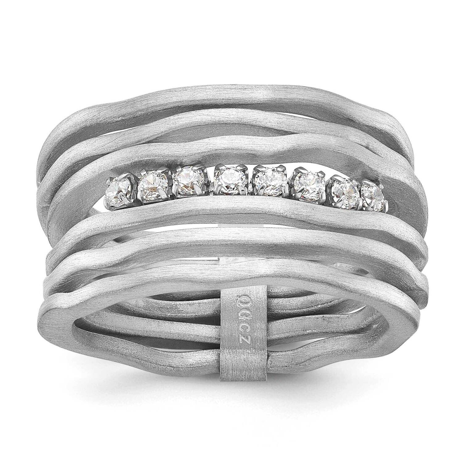 Multirow CZ Ring-Rhodium Sterling Silver Satin J271998180360, MPN: J271998180360,