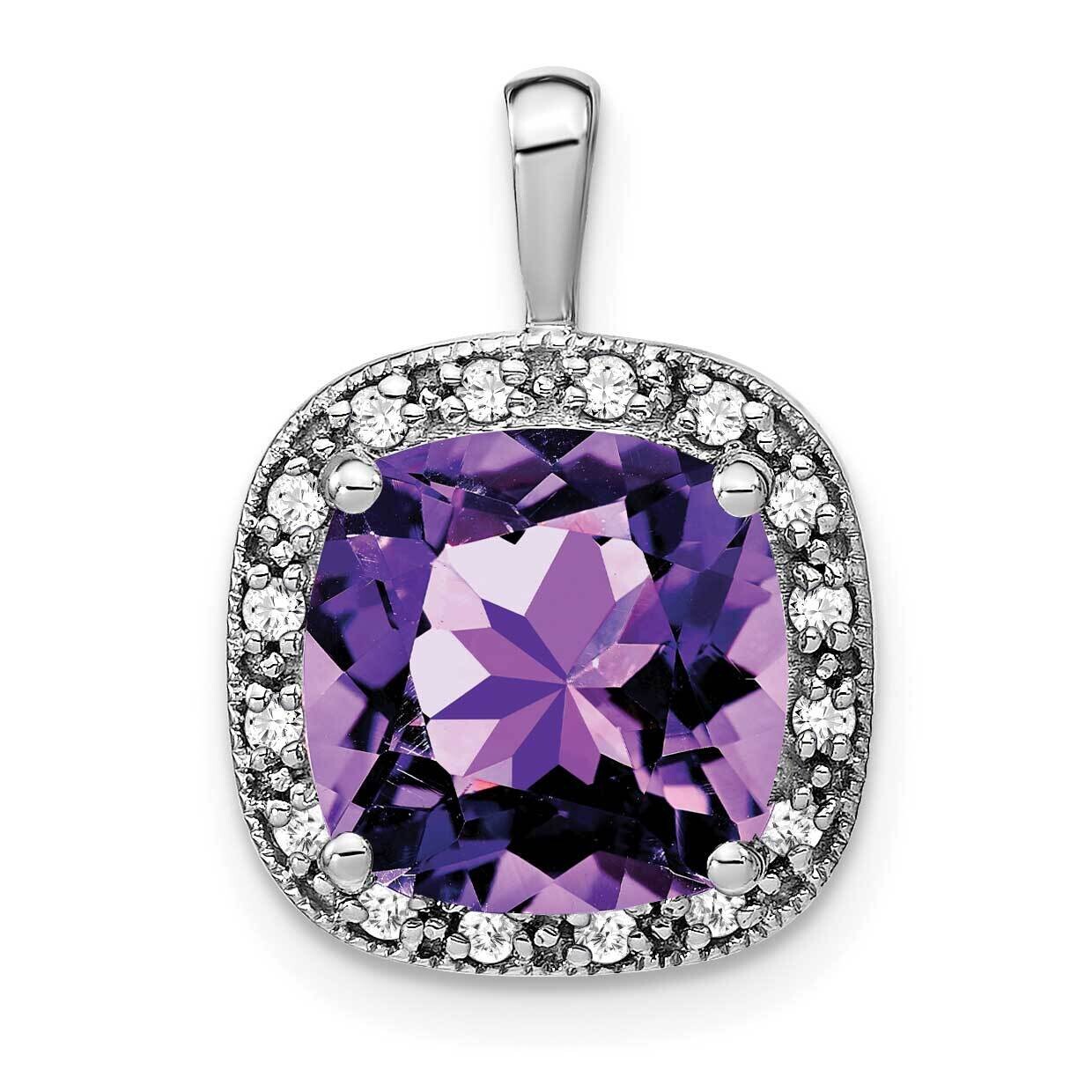 Cushion Amethyst Diamond Pendant 14k White Gold PM7044-AM-016-WA, MPN: PM7044-AM-016-WA,