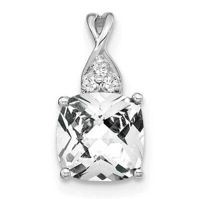 Checkerboard White Topaz Diamond Pendant 14k White Gold PM4393-WT-003-WA, MPN: PM4393-WT-003-WA,