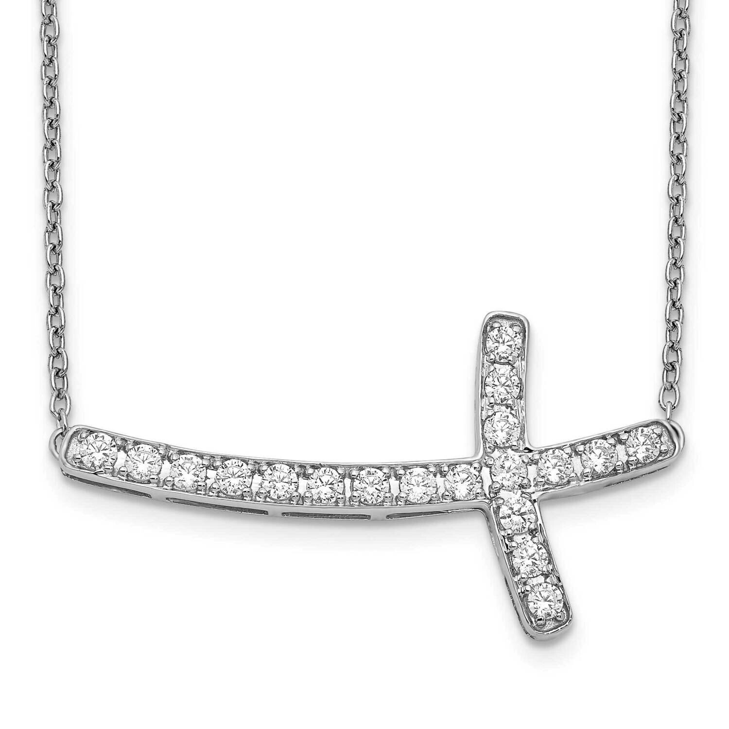 Diamond Sideways Cross 18 Inch Necklace 10k White Gold PM4691-050-1WA
