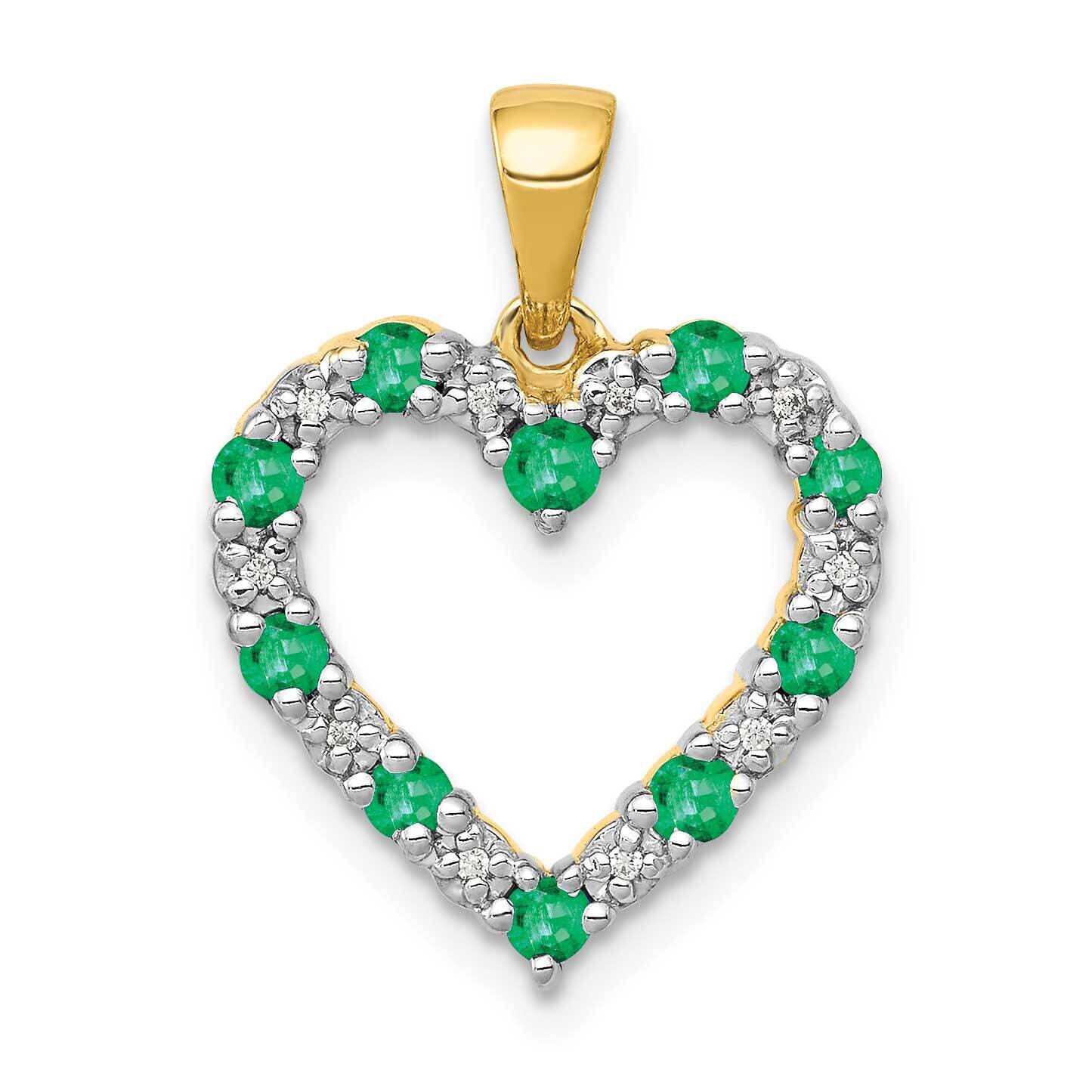 Diamond Emerald Heart Pendant 10k Gold PM5270-EM-003-1YA, MPN: PM5270-EM-003-1YA,