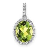 Oval Peridot Diamond Halo Pendant 14k White Gold PM7063-PE-006-WA, MPN: PM7063-PE-006-WA,