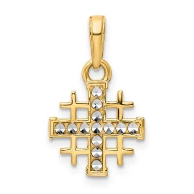 Diamond-Cut Jerusalem Cross Pendant 14k Gold With Rhodium K9795, MPN: K9795,