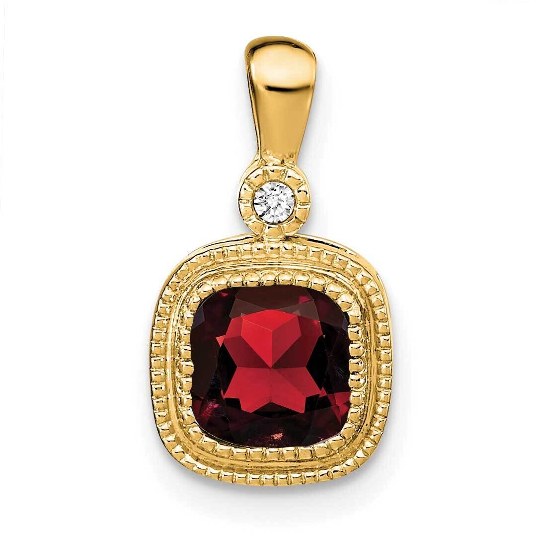 Cushion Garnet Diamond Pendant 14k Gold PM3665-GA-001-YA, MPN: PM3665-GA-001-YA,