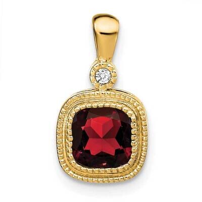 Cushion Garnet Diamond Pendant 14k Gold PM3665-GA-001-YA, MPN: PM3665-GA-001-YA,
