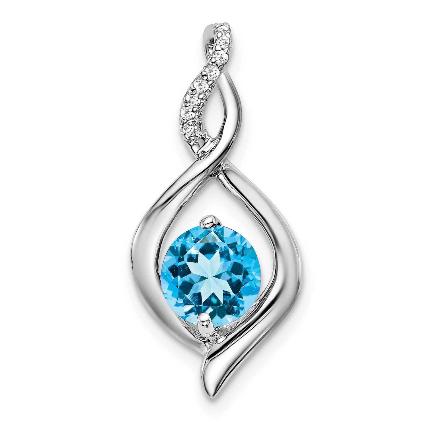 Blue Topaz Diamond Pendant 14k White Gold PM7057-BT-004-WA, MPN: PM7057-BT-004-WA,