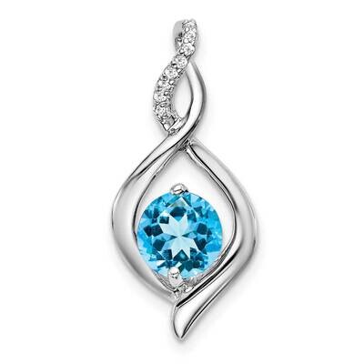 Blue Topaz Diamond Pendant 14k White Gold PM7057-BT-004-WA, MPN: PM7057-BT-004-WA,