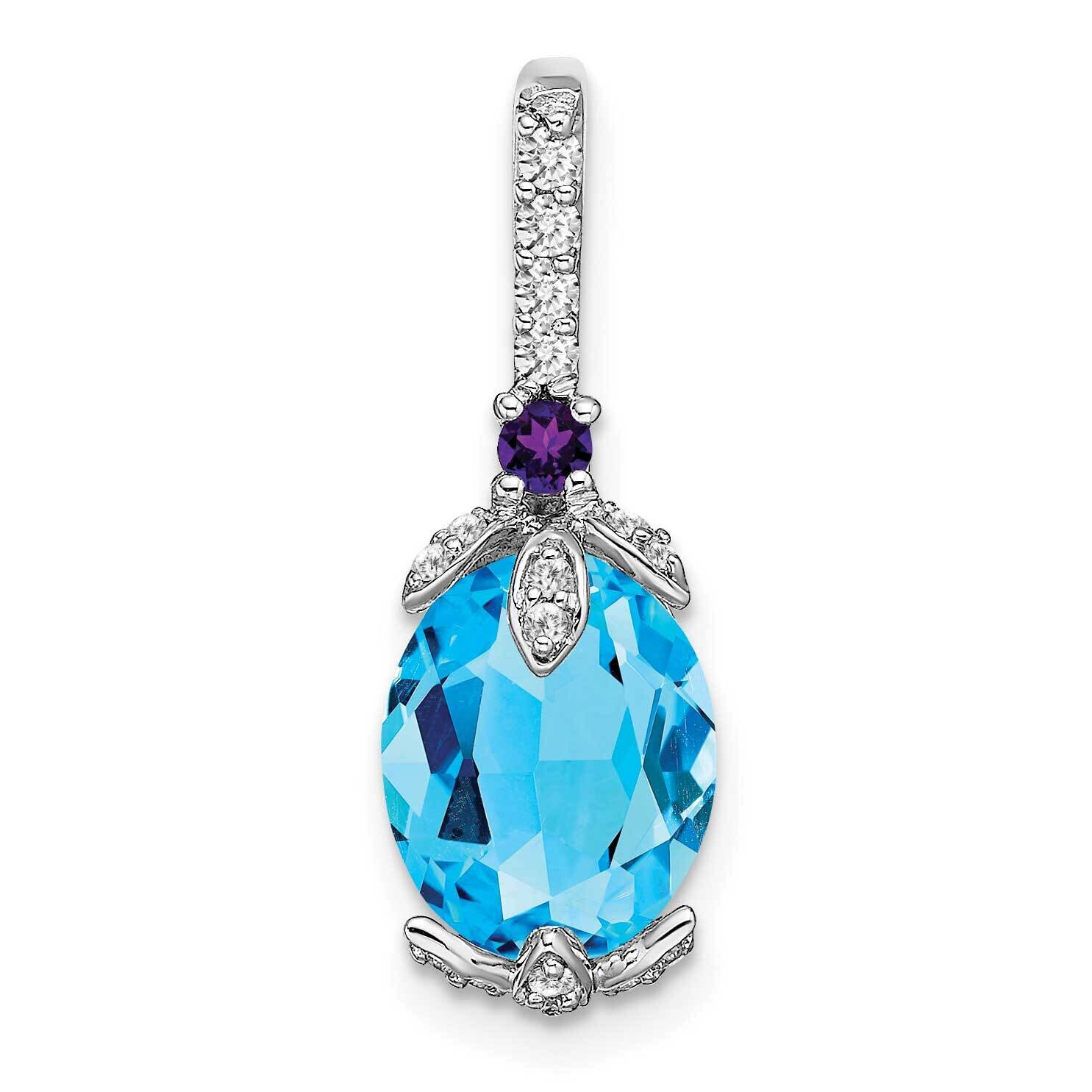 Oval Blue Topaz/Amethyst/Diamond Pendant 14k White Gold PM7070-BT/AM-012-WA, MPN: PM7070-BT/AM-012-…