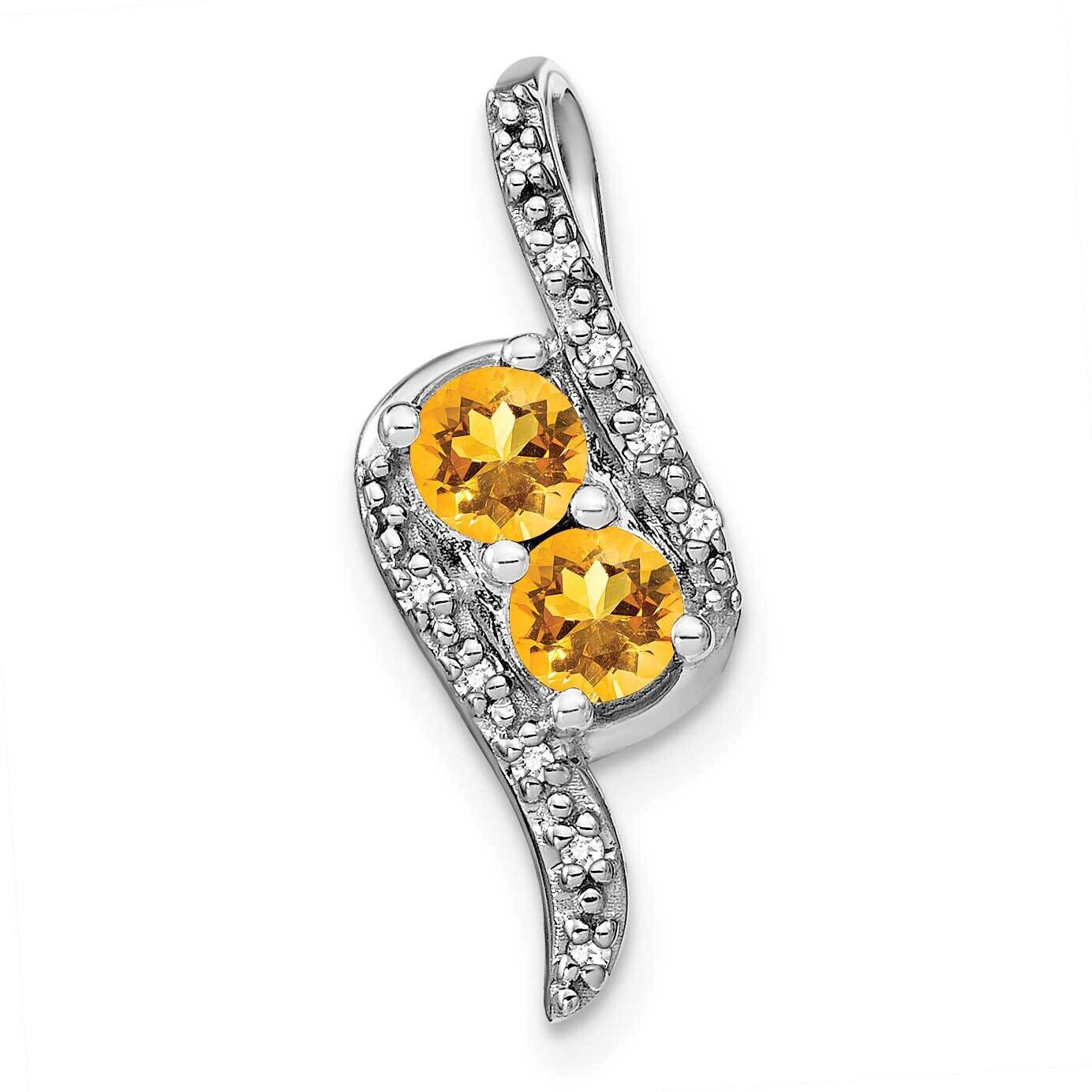 Citrine Diamond Chain Slide 14k White Gold PM7041-CI-005-WA, MPN: PM7041-CI-005-WA,