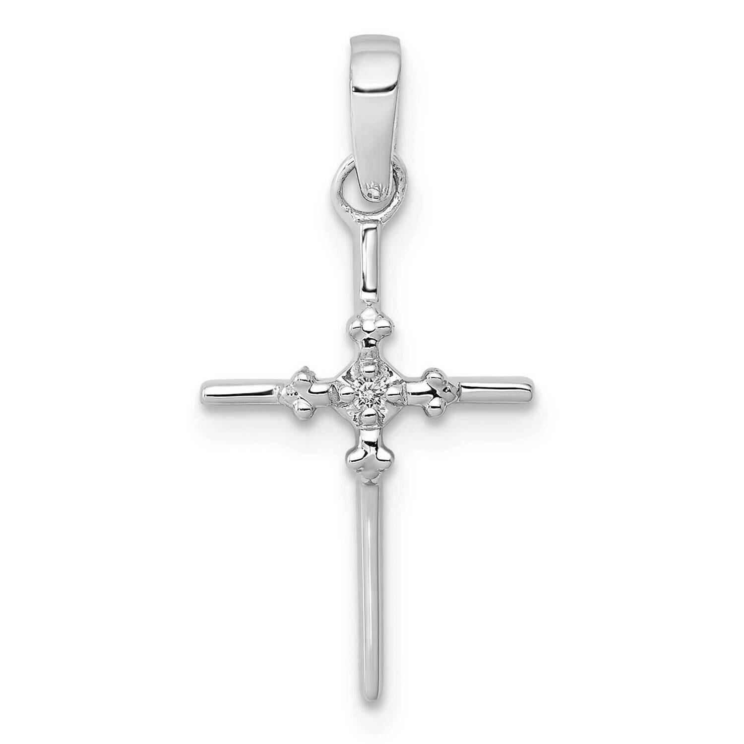 .01Ct. Diamond Polished Budded Cross Pendant 10k White Gold PM5022-001-1WA