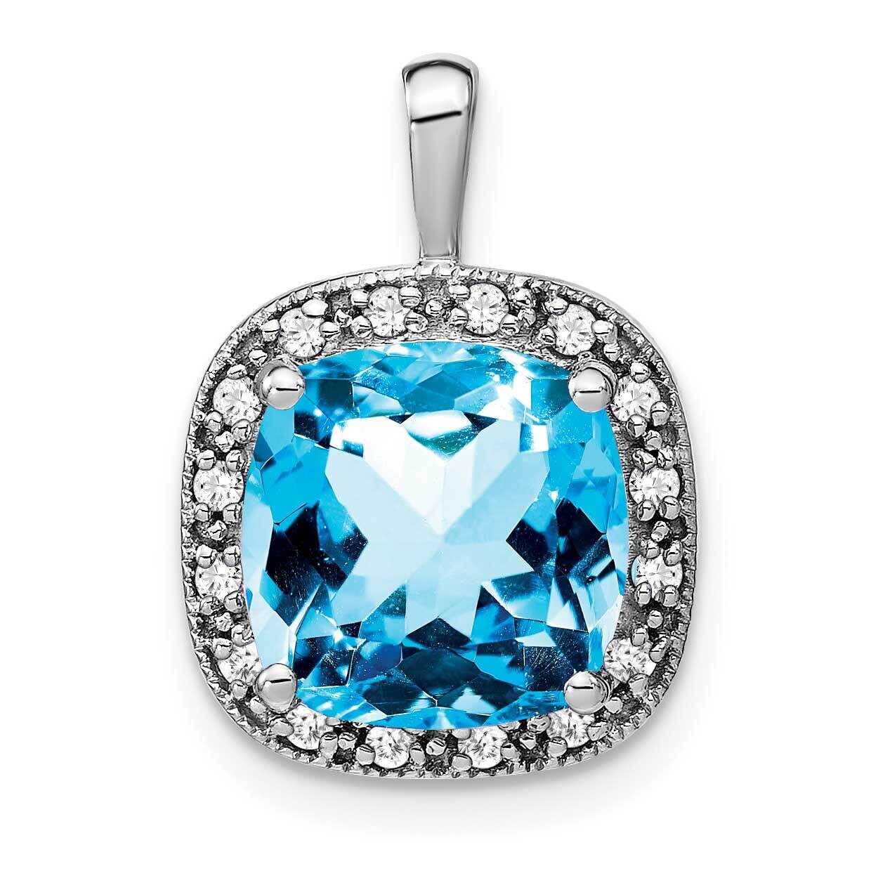 Cushion Blue Topaz Diamond Pendant 14k White Gold PM7044-BT-016-WA, MPN: PM7044-BT-016-WA,
